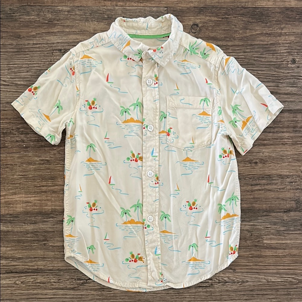 Tropical Print Boys Beach Shirt